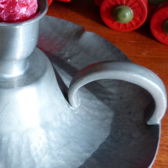 Antique Pewter Candle Holder / Courting Lamp - Picture 2 of 4